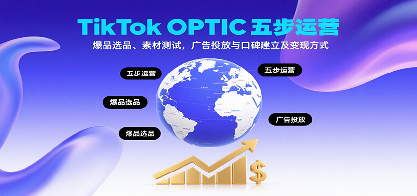 TikTok OPTIC五步运营，爆品选品、素材测试，广告投放与口碑建立及变现方式