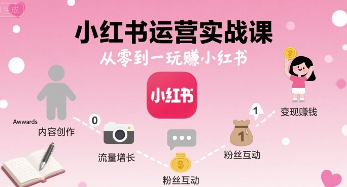 小红书运营实战课，从零到一玩賺小红书