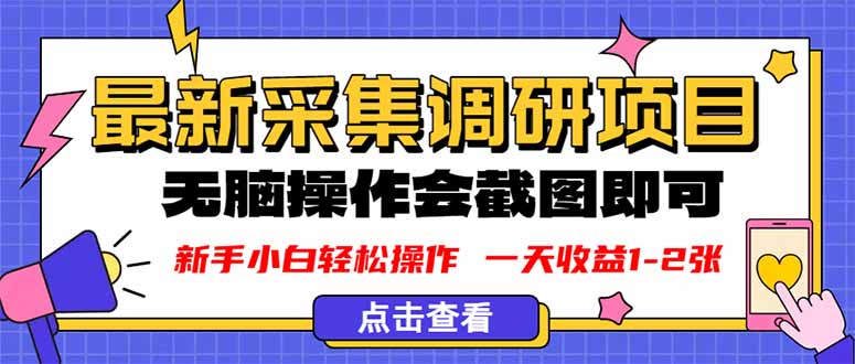 （16155期）新版采集调研项目，截图上传即可，无脑操作，日收益1-2张