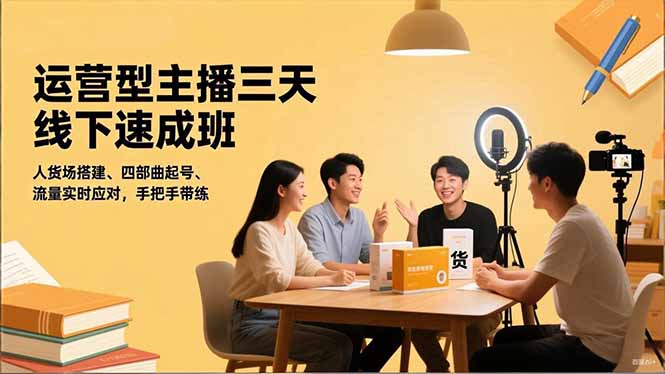 （16630期）运营型主播三天线下班，人货场搭建,四部曲起号,流量实时应对，手把手带练
